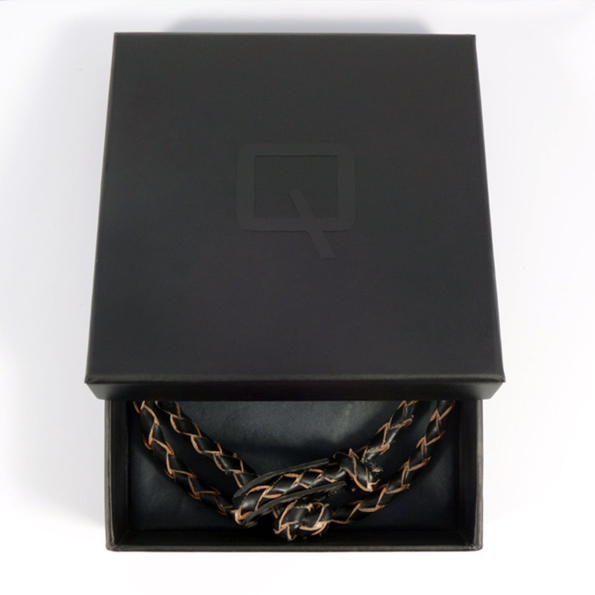 GRAZ | Leder geflochten Schwarz Naturkanten