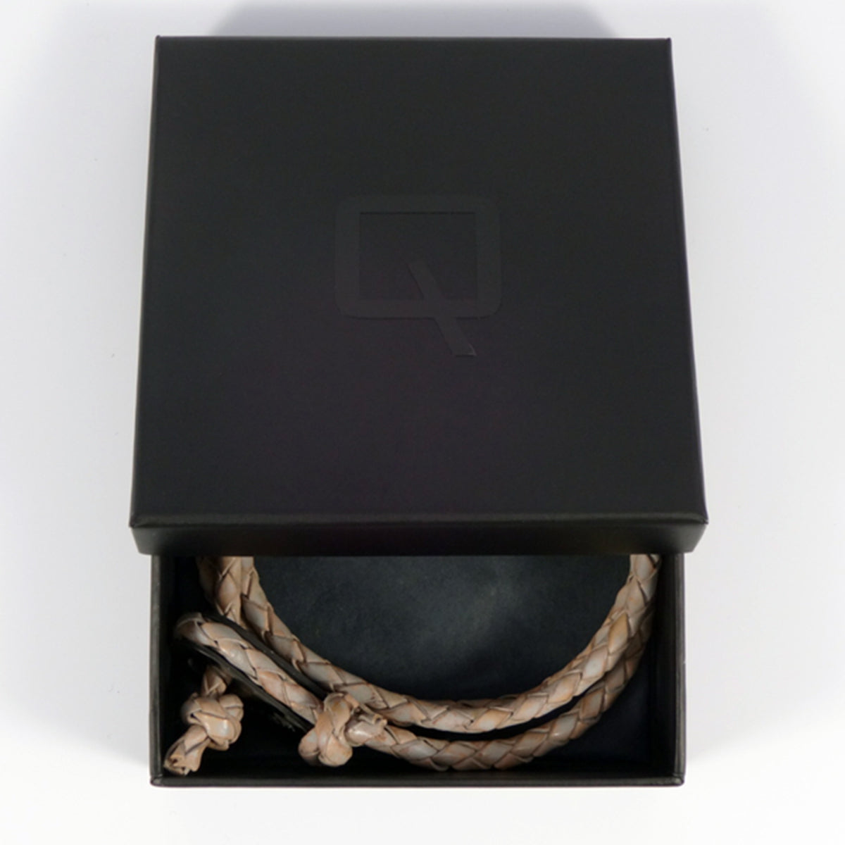 MALAGA | Leder geflochten Grau meliert 3-fach